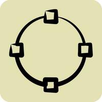 icoon trek cirkel. verwant naar grafisch ontwerp gereedschap symbool. hand- getrokken stijl vector