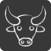 icoon buffel. verwant naar dier hoofd symbool. krijt stijl. gemakkelijk ontwerp bewerkbare vector