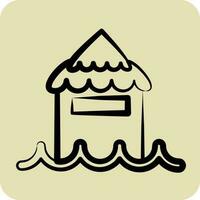 icoon bungalow. verwant naar Thailand symbool. hand- getrokken stijl. gemakkelijk ontwerp bewerkbaar. wereld reizen vector