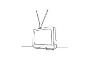 doorlopend een lijn tekening oud TV. huis huishoudelijke apparaten concept. single lijn trek ontwerp vector grafisch illustratie.