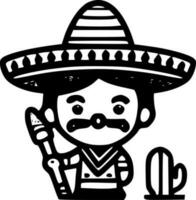 Mexicaans, zwart en wit vector illustratie