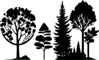 bomen, minimalistische en gemakkelijk silhouet - vector illustratie
