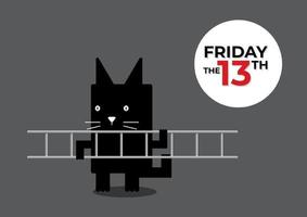 vrijdag de 13e zwarte kat vector
