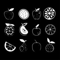 fruit - zwart en wit geïsoleerd icoon - vector illustratie