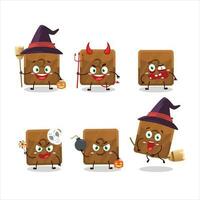 halloween uitdrukking emoticons met tekenfilm karakter van derde eerste knop vector