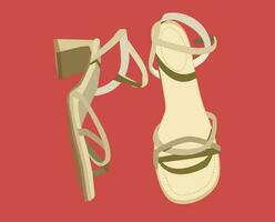 vrouwen medium platform schoenen. schattig stijl. beige. sandalen vector