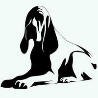 bloedhond ras hond silhouet in zwart en wit vector