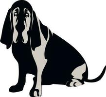 bloedhond ras hond silhouet in zwart en wit vector
