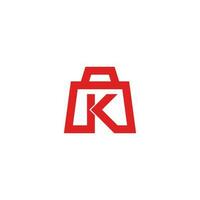 brief k boodschappen doen zak rood meetkundig logo vector