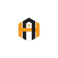 letter ha huis zeshoekig geometrisch symbool logo vector