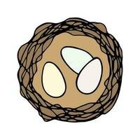 hand- getrokken gemakkelijk Pasen eieren in de nest. vector