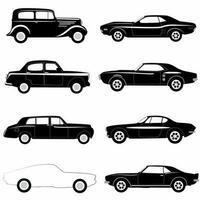 auto kant silhouet set, wit achtergrond, retro auto vector