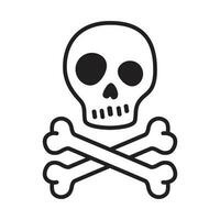 piraat schedel vector gekruiste beenderen icoon logo halloween katje tekenfilm illustratie symbool