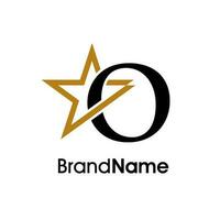 elegant eerste O goud ster logo vector