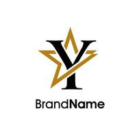 elegant eerste y goud ster logo vector