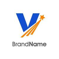 eerste v vliegend ster logo vector