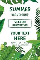 vector illustratie van botanisch achtergrond. zomer bladeren voor poster, uitnodiging, feest, enz