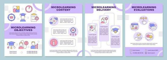 microleren modules Purper brochure sjabloon. evaluaties. brochure ontwerp met lineair pictogrammen. bewerkbare 4 vector indelingen voor presentatie, jaar- rapporten