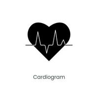 kardiogram is een glyph vector icoon met een hart.