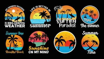 zomer t overhemd ontwerp bundel, wijnoogst zomer t overhemd ontwerp, strand shirt, zomer typografie t overhemd ontwerp verzameling vector