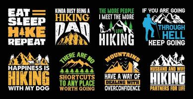 wandelen t overhemd ontwerp bundel, vector wandelen t overhemd ontwerp, camping shirt, hiking, camping, buitenshuis, typografie t overhemd ontwerp verzameling