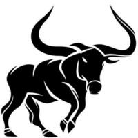 dier zoogdier stier logo zwart en wit silhouet vector