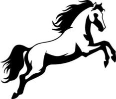 dier paard grootbrengen zwart en wit silhouet vector