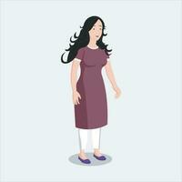 tekenfilm karakter vrouw - Indisch vrouw salwar kameez vector