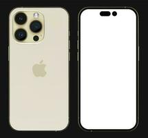 goud iphone 14 pro realistisch geïsoleerd vector reeks