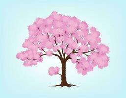 voorjaar boom. roze vertrekken en natuur, Afdeling plant, vector illustratie