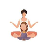 mam en dochter yoga. tekenfilm stijl. geïsoleerd. vorige illustratie. vector