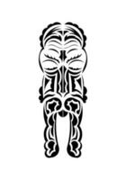 Maori stijl gezicht. zwart tatoeëren patronen. vlak stijl. vetcor. vector