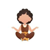 weinig meisje is mediteren. geïsoleerd. tekenfilm stijl. vector