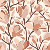 naadloos patroon met bloeiend magnolia knoppen, vector. vector