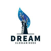 een Mens bereiken droom logo ontwerp sjabloon vector