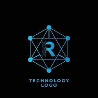 technologie r brief logo vector