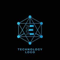 technologie e brief logo vector