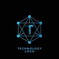 technologie t brief logo vector