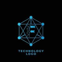technologie f brief logo vector