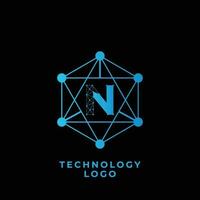 technologie n brief logo vector