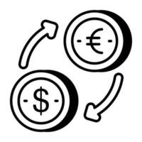 conceptuele ontwerp icoon van dollar naar euro vector
