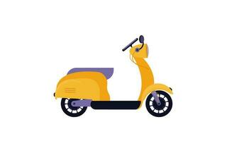 geel retro scooter Aan een wit achtergrond. klassiek motor scooter, kant visie. vector vlak illustratie.