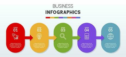 infographics ontwerp sjabloon en pictogrammen met 5 opties of 5 stappen vector