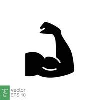 spier icoon. gemakkelijk solide stijl. sterk arm, kracht, biceps, buigen, hand, lichaam groei, macht concept. zwart silhouet, glyph symbool. vector symbool illustratie geïsoleerd Aan wit achtergrond. eps 10.