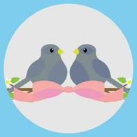 schatjes Aan een Afdeling icoon. Valentijn en bruiloft, valentijnsdag dag en liefde stel, vogel Aan Afdeling en Lieve schat liefde. vector vlak ontwerp illustratie