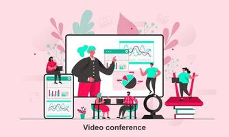 videoconferentie webconceptontwerp in vlakke stijl vectorillustratie vector