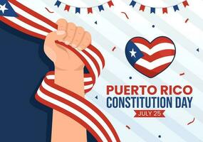 gelukkig puerto rico grondwet dag vector illustratie met golvend vlag in vlak tekenfilm hand- getrokken voor landen bladzijde achtergrond Sjablonen
