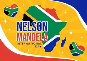 gelukkig Nelson mandela Internationale dag vector illustratie Aan 18 juli met zuiden Afrika vlag in vlak tekenfilm hand- getrokken landen bladzijde Sjablonen