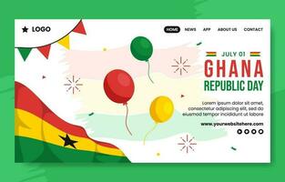 Ghana republiek dag sociaal media landen bladzijde vlak tekenfilm hand- getrokken sjabloon illustratie vector