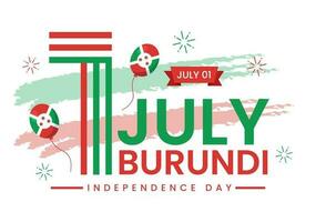 Burundi onafhankelijkheid dag Aan 1 juli vector illustratie met vlag lint in nationaal vakantie vlak tekenfilm hand- getrokken landen bladzijde Sjablonen